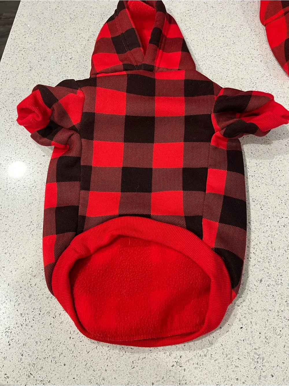 Dog Plaid Hoodie - Red & Black Buffalo Check